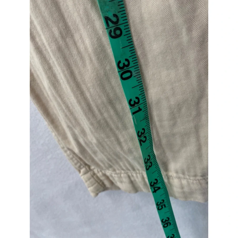 J.Crew Pull-On Cargo Pants Womens‎ 14 Beige Herringbone Cotton Drawstring Waist
